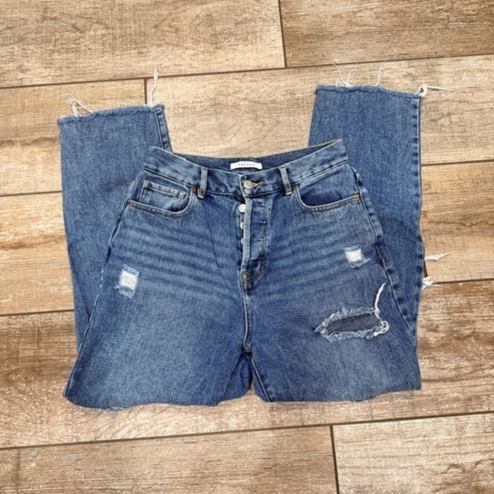 PacSun | High Rise Button Fly Straight Distressed Jeans